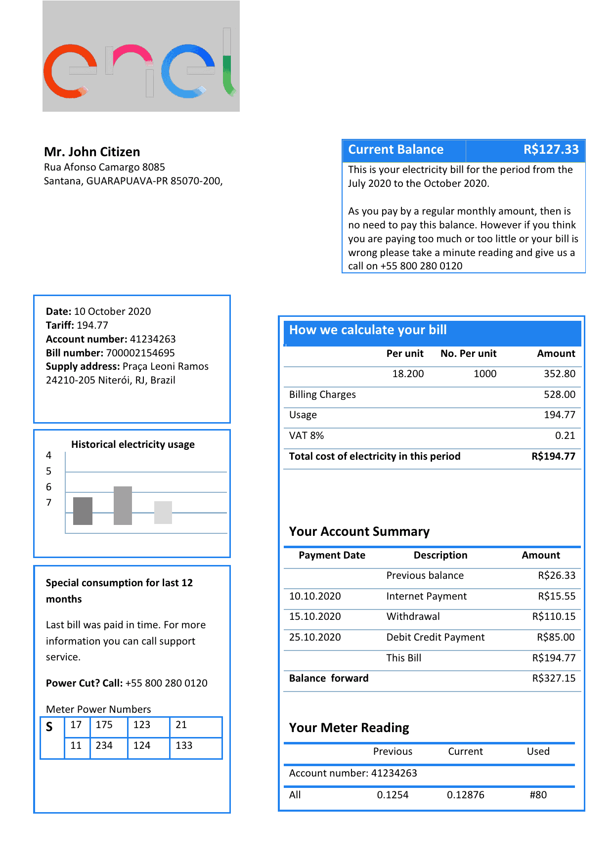 Brazil.png Brazil ENEL electricity utility bill template in Word and PDF format