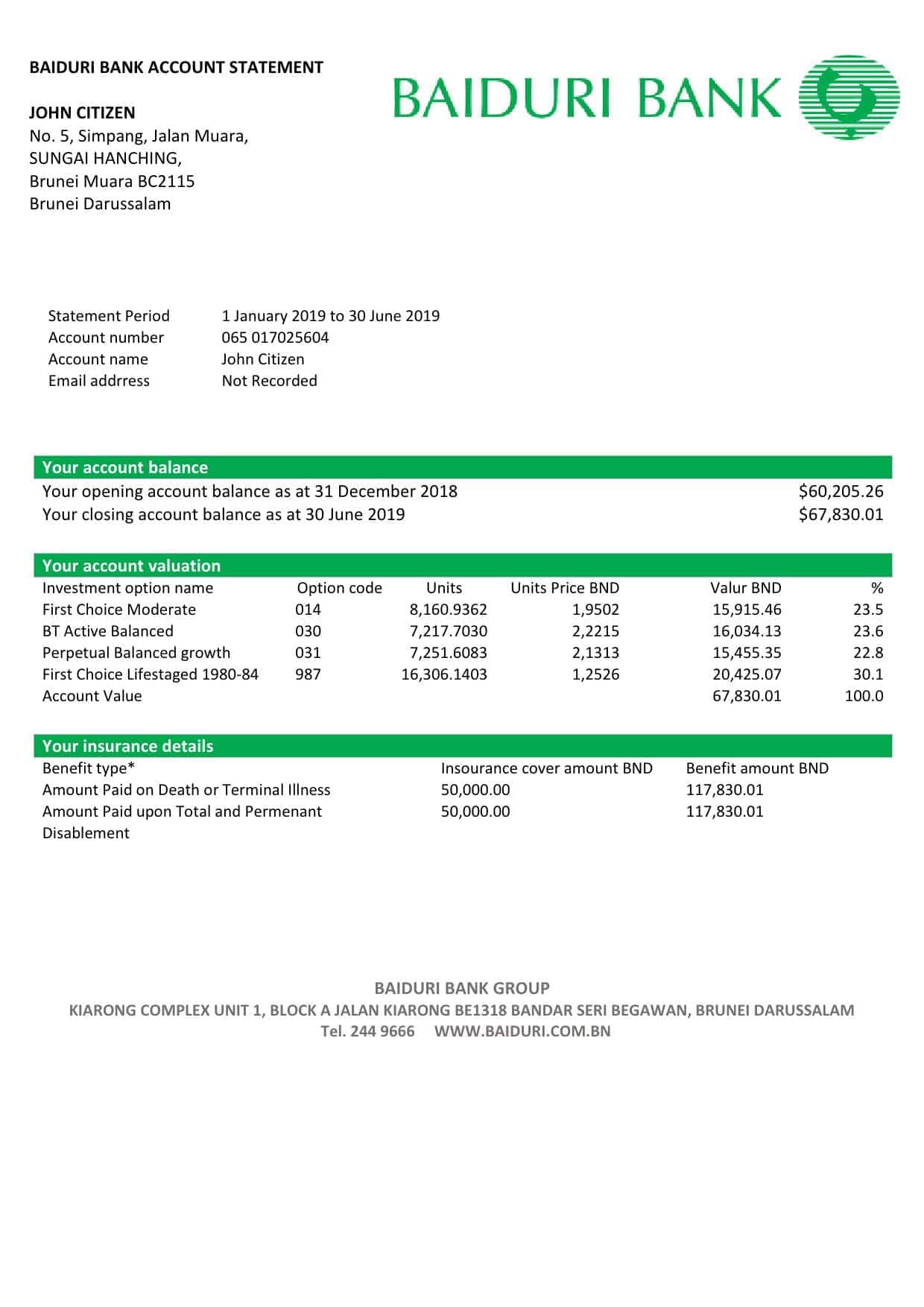 Brunei-Baiduri-Bank-statement.jpg Brunei Baiduri Bank proof of addres statement template in Word and PDF format