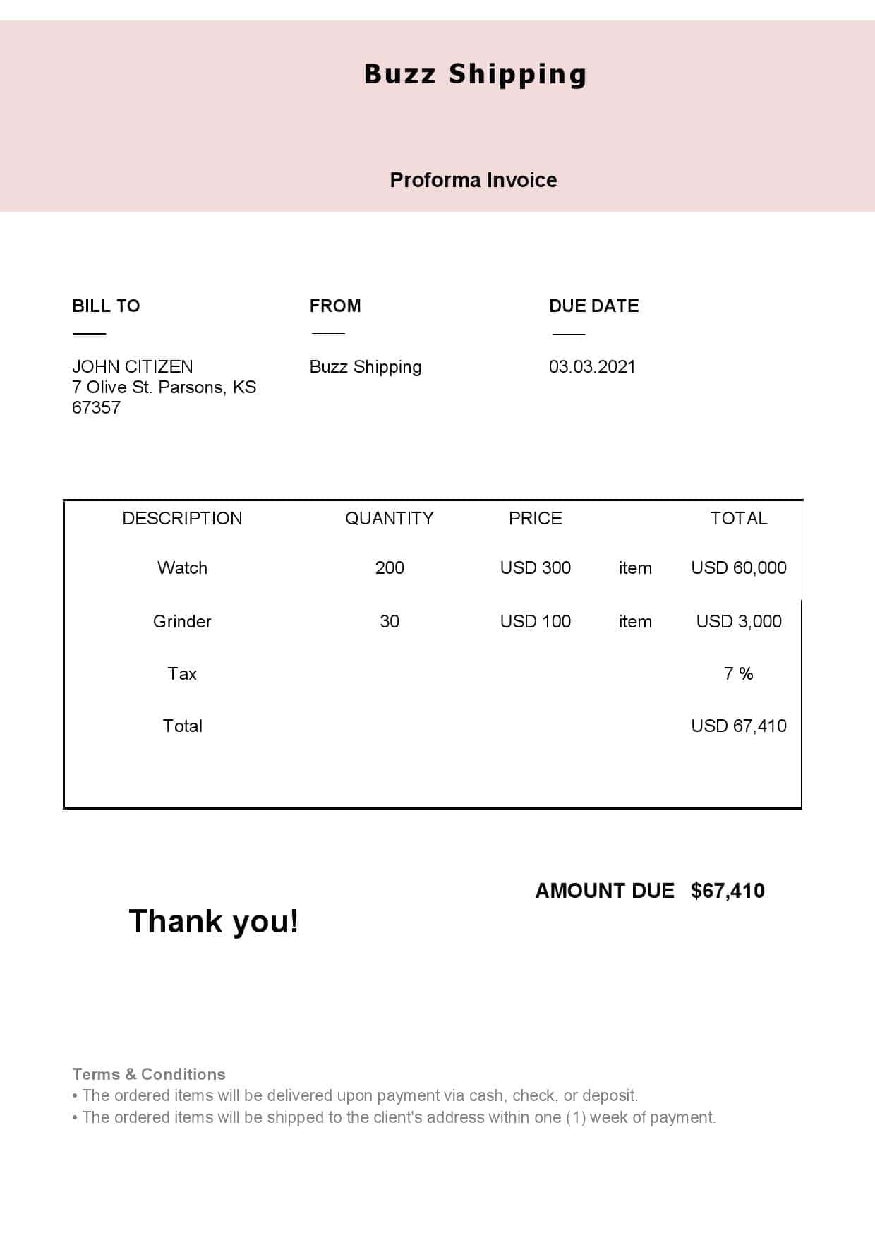 USA Buzz Shipping invoice template in Word and PDF format, fully editable USA Buzz Shipping invoice template in Word and PDF format, fully editable