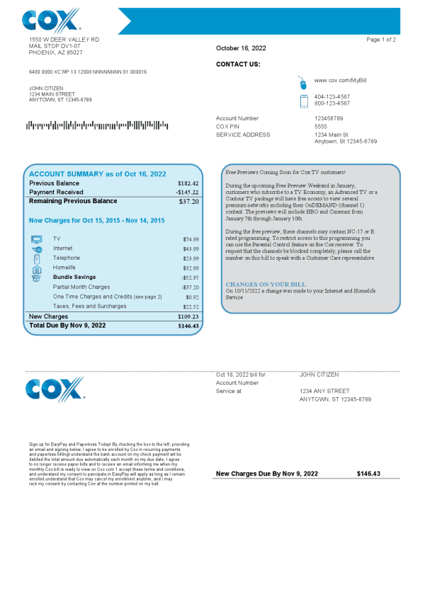 COX_000001.png USA COX utility bill template in Word and PDF format