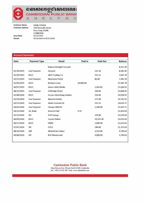 Cambodia-Cambodian-Public-Bank.jpg Cambodia Cambodian Public Bank statement template in Word and PDF format