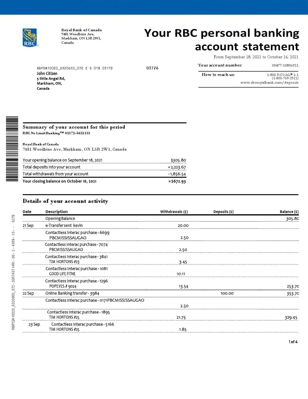 Canada-RBC-4-pages-John-Citizen_000001.jpg Canada Royal Bank of Canada (RBC) bank statement template in Word and PDF format (4 pages)