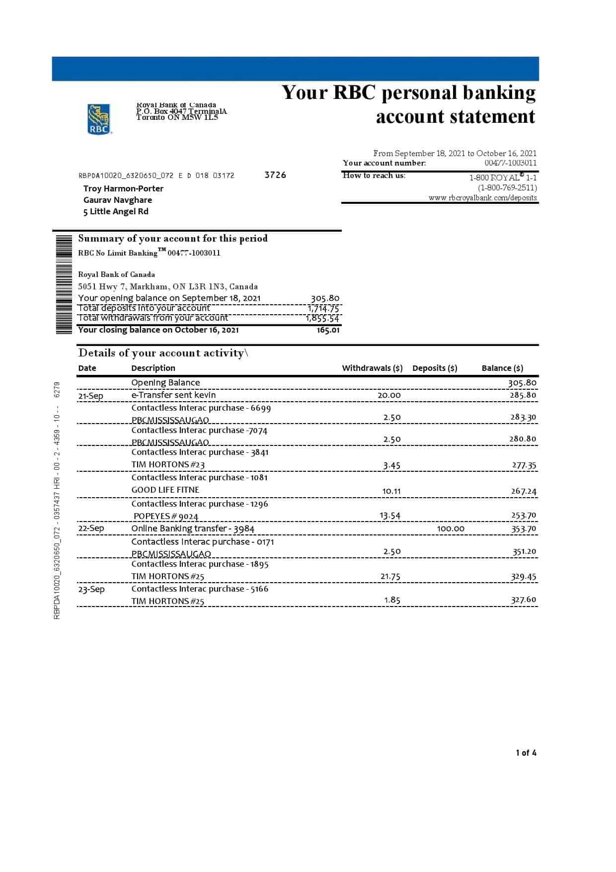 Canada-RBC-4-pages_000001.jpg Canada Royal Bank of Canada (RBC) bank statement template in .xls and .pdf file format (4 pages) (AutoSum)