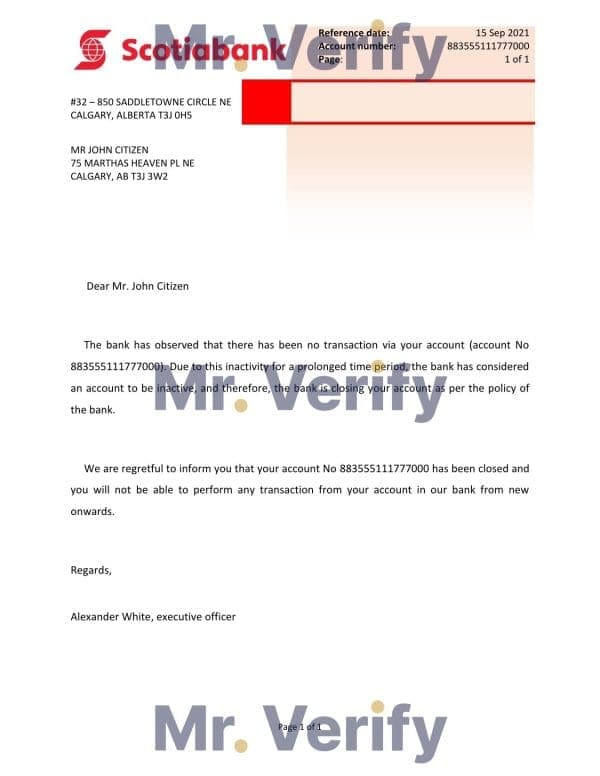 Canada_Scotiabank_closure reference Canada Scotiabank account closure reference letter template in Word and PDF format