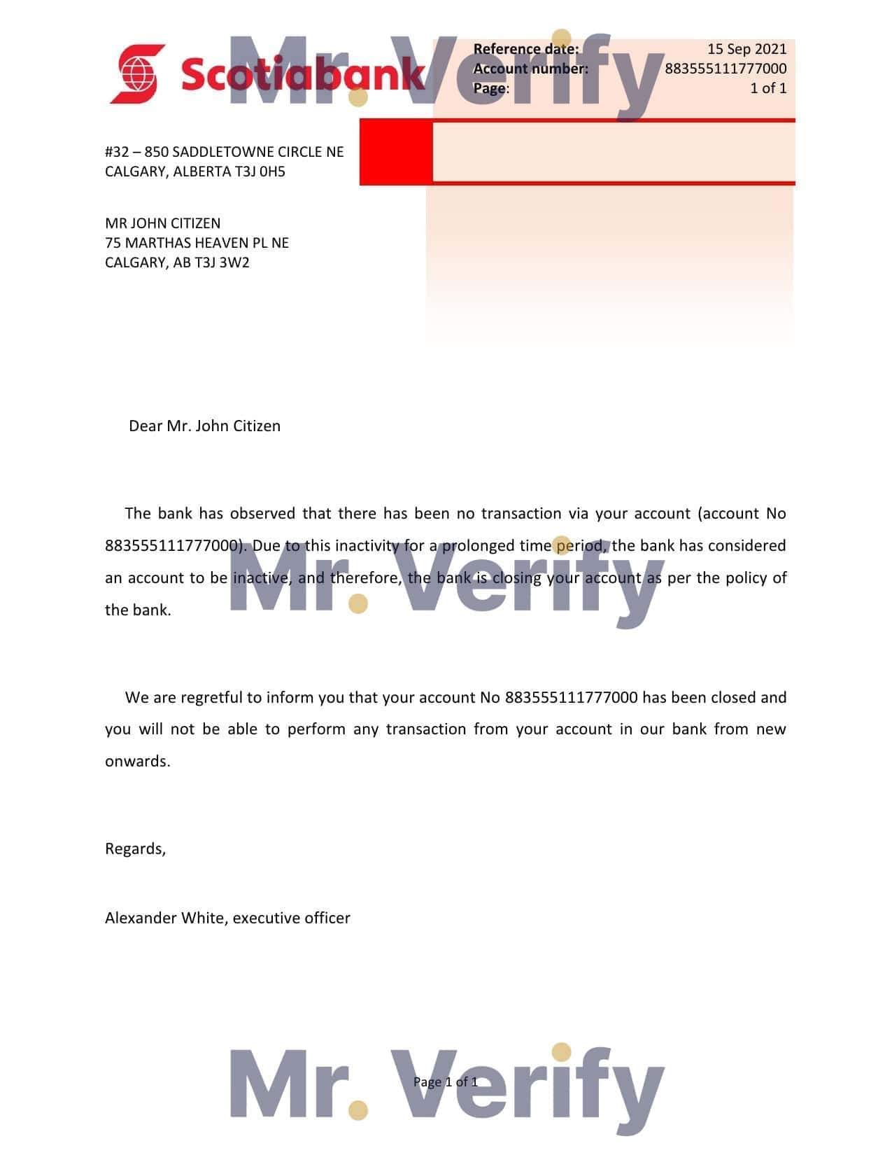 Canada_Scotiabank_closure reference Canada Scotiabank account closure reference letter template in Word and PDF format