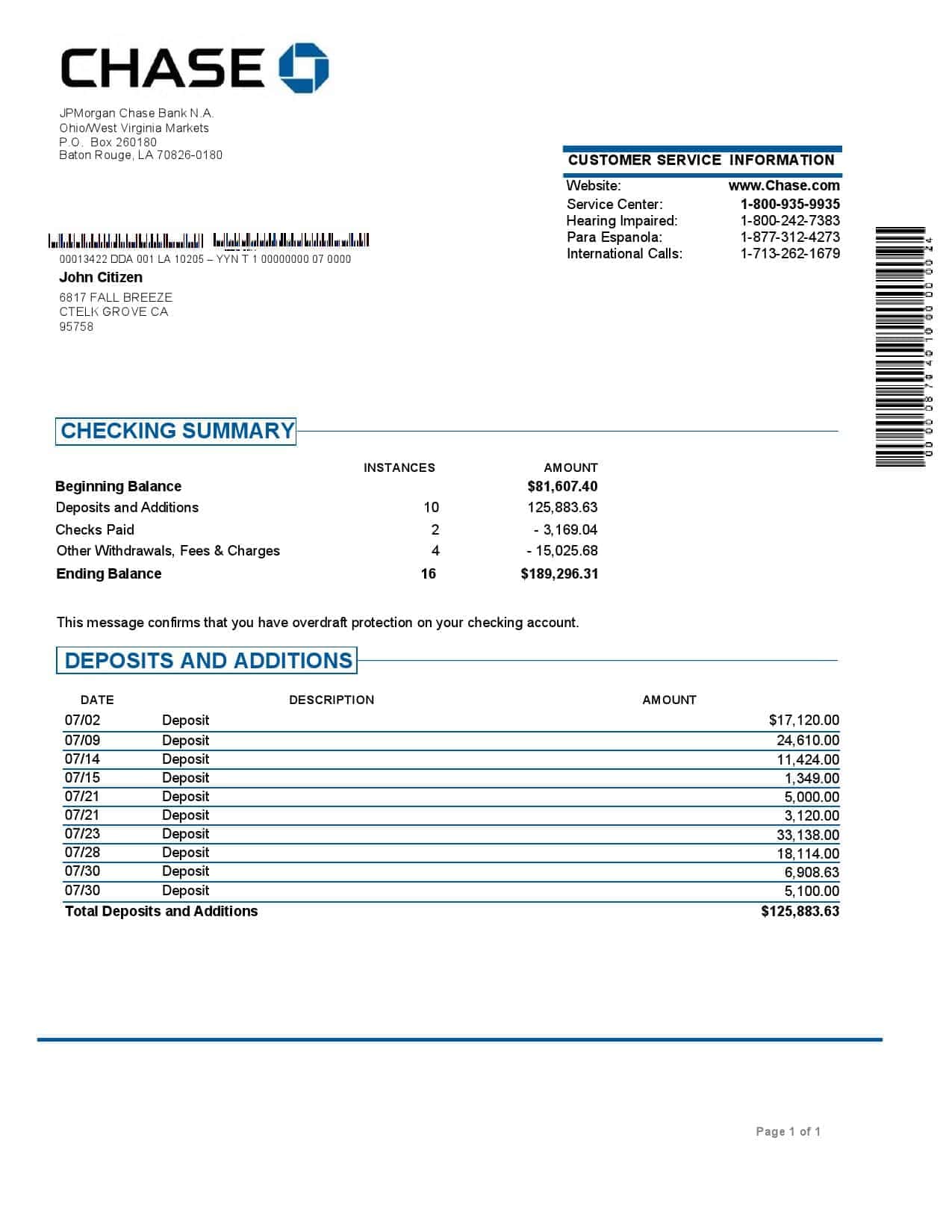 Chase-Bank_000001.jpg USA JP Morgan Chase bank proof of address statement template in Word and PDF format, .doc and .pdf format