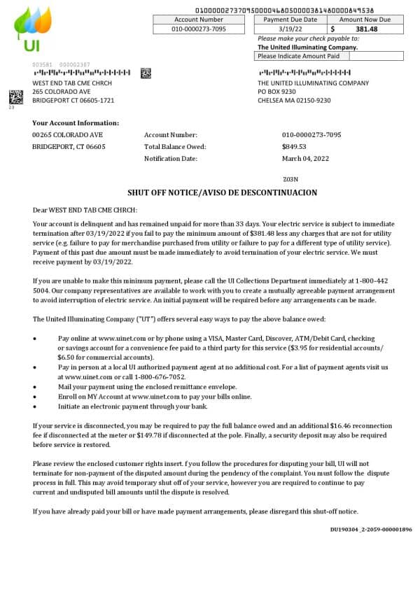 Chelsea-SCG-SHUT-OFF-NOTICEAVISO-DE.jpg USA Massachusetts Chelsea The United Illuminating Company utility bill shutoff notice, Word and PDF template