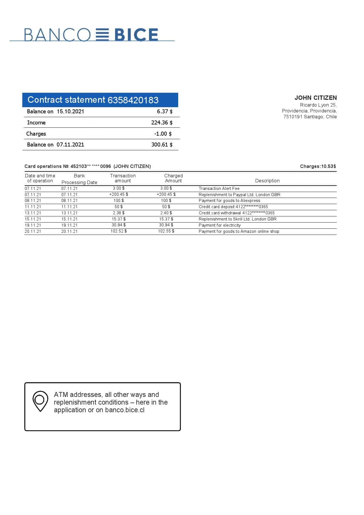 Chile-Banco-Bice-bank-statement-template-in-Word-and-PDF-format.jpg Chile Banco Bice bank statement template in Word and PDF format