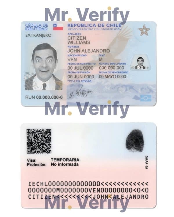 Chile ID template in PSD format, fully editable, with all fonts