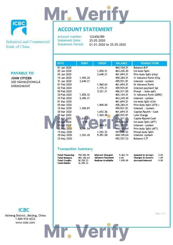 China-Industrial-and-Commercial-Bank-of-China.jpg China Industrial and Commercial Bank of China bank statement template in Word and PDF format