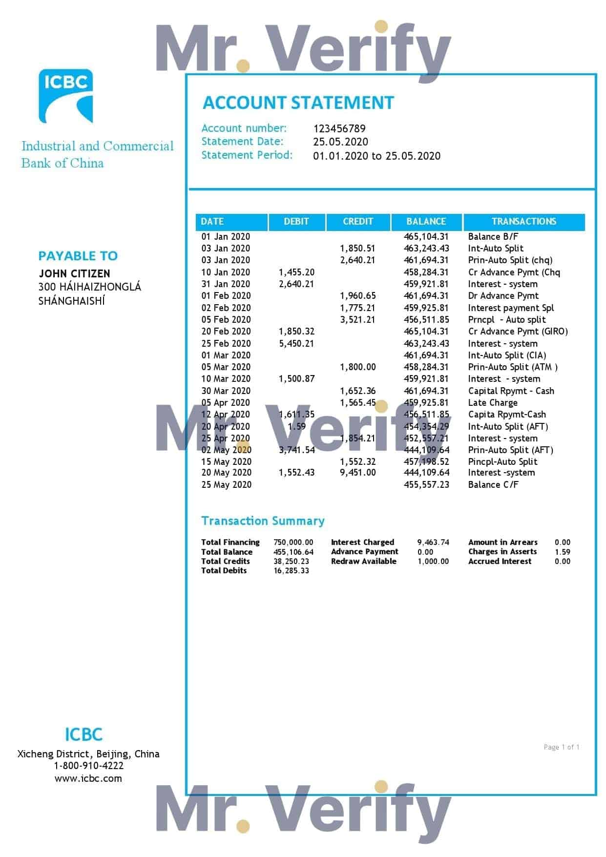 China-Industrial-and-Commercial-Bank-of-China.jpg China Industrial and Commercial Bank of China bank statement template in Word and PDF format