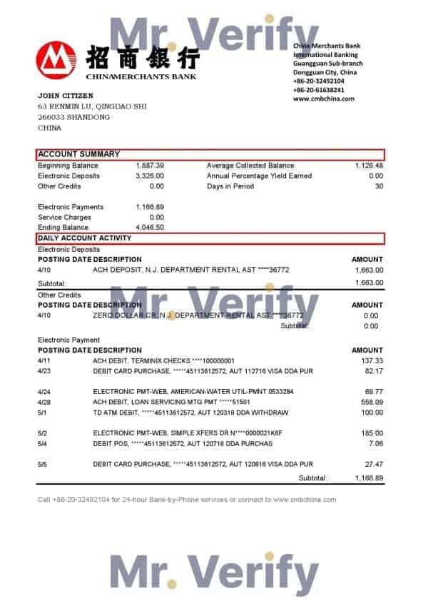 China-Merchants.jpg China Merchants bank proof of address statement template in Excel and PDF format