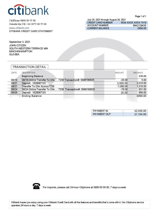 Citibank-3_000001-1.jpg United Kingdom Citibank bank statement template in .doc and .pdf format