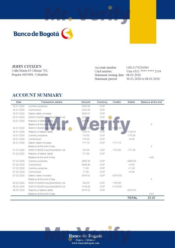 Colombia-Banco-de-Bogota.jpg Colombia Banco de Bogotá bank statement template in Word and PDF format