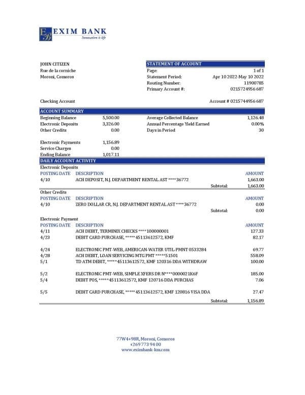 Comoros-Exim-bank-statement-Excel-and-PDF-template-fully-editable.jpg Comoros Exim bank statement Excel and PDF template, fully editable