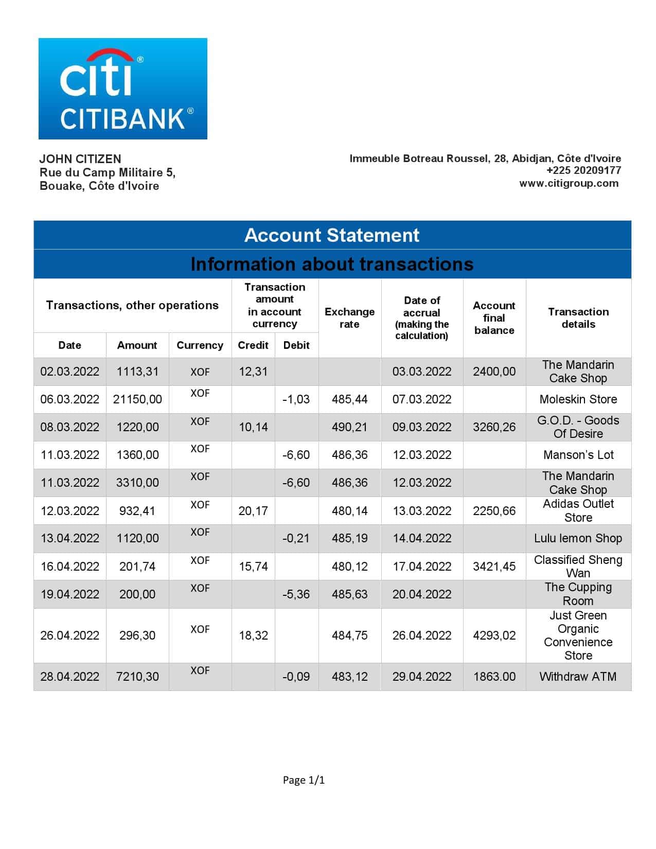 Cote-dIvoire-Citibank-bank-statement-template-in-Word-and-PDF-format.jpg Cote d’Ivoire Citibank bank statement template in Word and PDF format