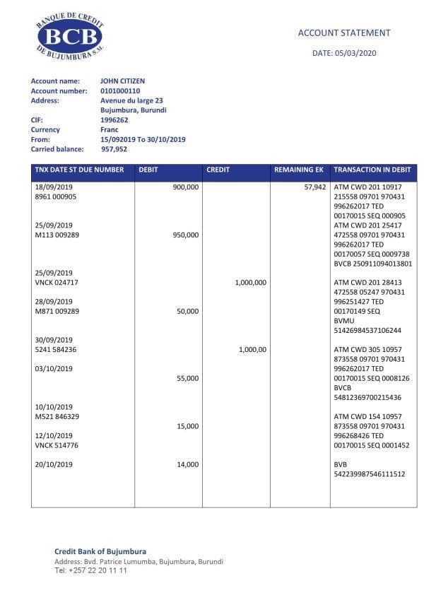 Credit-Bank-of-Bujumbura.jpg Burundi Credit Bank of Bujumbura bank statement template in .xls and .pdf file format