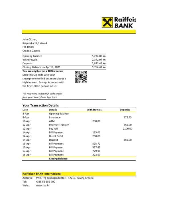 Croatia-Raiffeisen-Bank_000001.jpg Croatia Raiffeisen Bank statement easy to fill template in .xls and .pdf file format