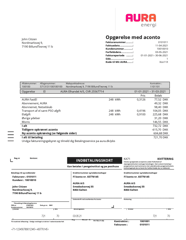 Denmark-Aura-energi-utility-bill_000001.png Denmark AURA Energi utility bill template in Word and PDF format