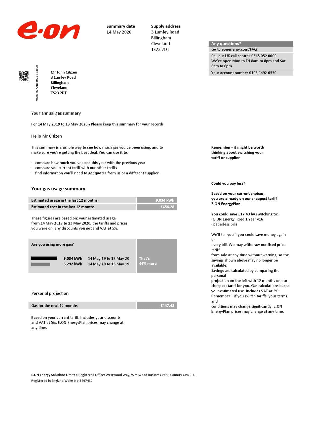 E.non_.jpg United Kingdom E.ON utility bill template in Word and PDF format, version 2