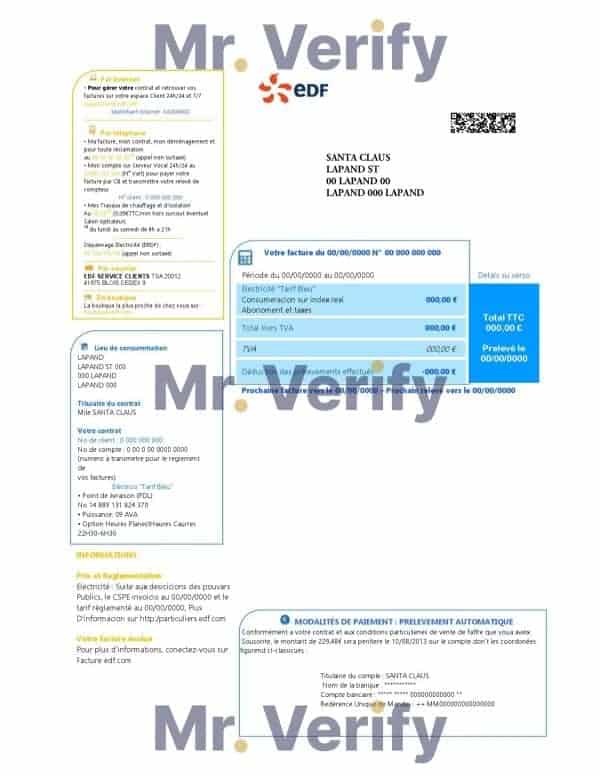 EDF-Electricity.jpg France electricity EDF utility bill template Word and PDF format, good for address prove