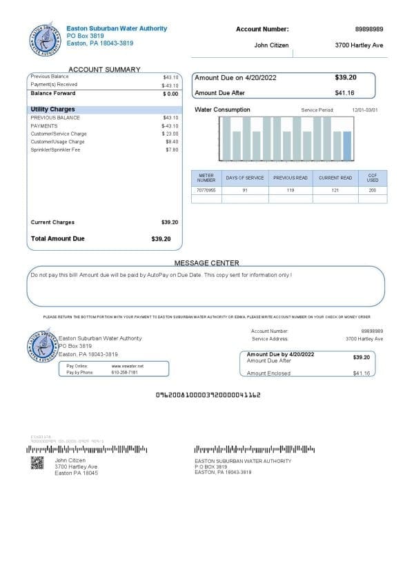 Eastern-Suburban-Water.jpg USA Eastern Suburban Water Authority utility bill template in Word and PDF format