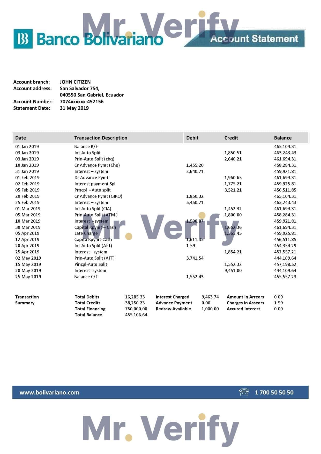 Ecuador-Banco-Bolivariano-bank-statement.jpg Ecuador Banco Bolivariano proof of address bank statement template in Word and PDF format