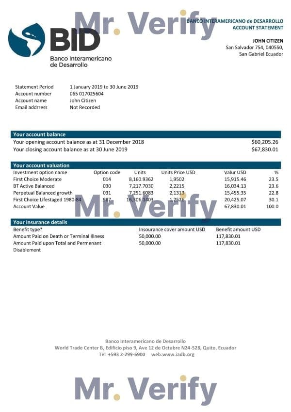 Ecuador-Banco-Interamericano-de-Desarrollo-BID-bank-statement.jpg Ecuador Banco Interamericano de Desarrollo (BID) bank statement template in Word and PDF format, good for address prove