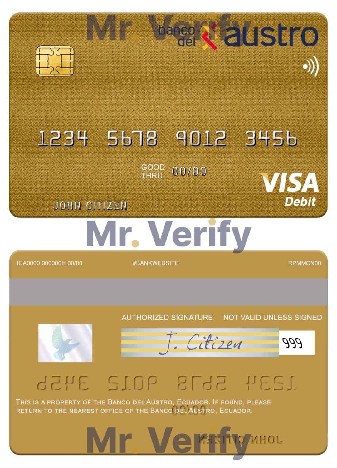 Ecuador Banco del Austro visa debit card mastercard Ecuador Banco del Austro visa debit card mastercard