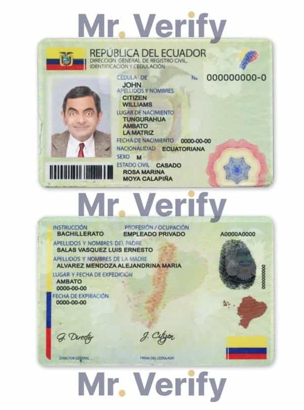 Ecuador ID template in PSD format, fully editable