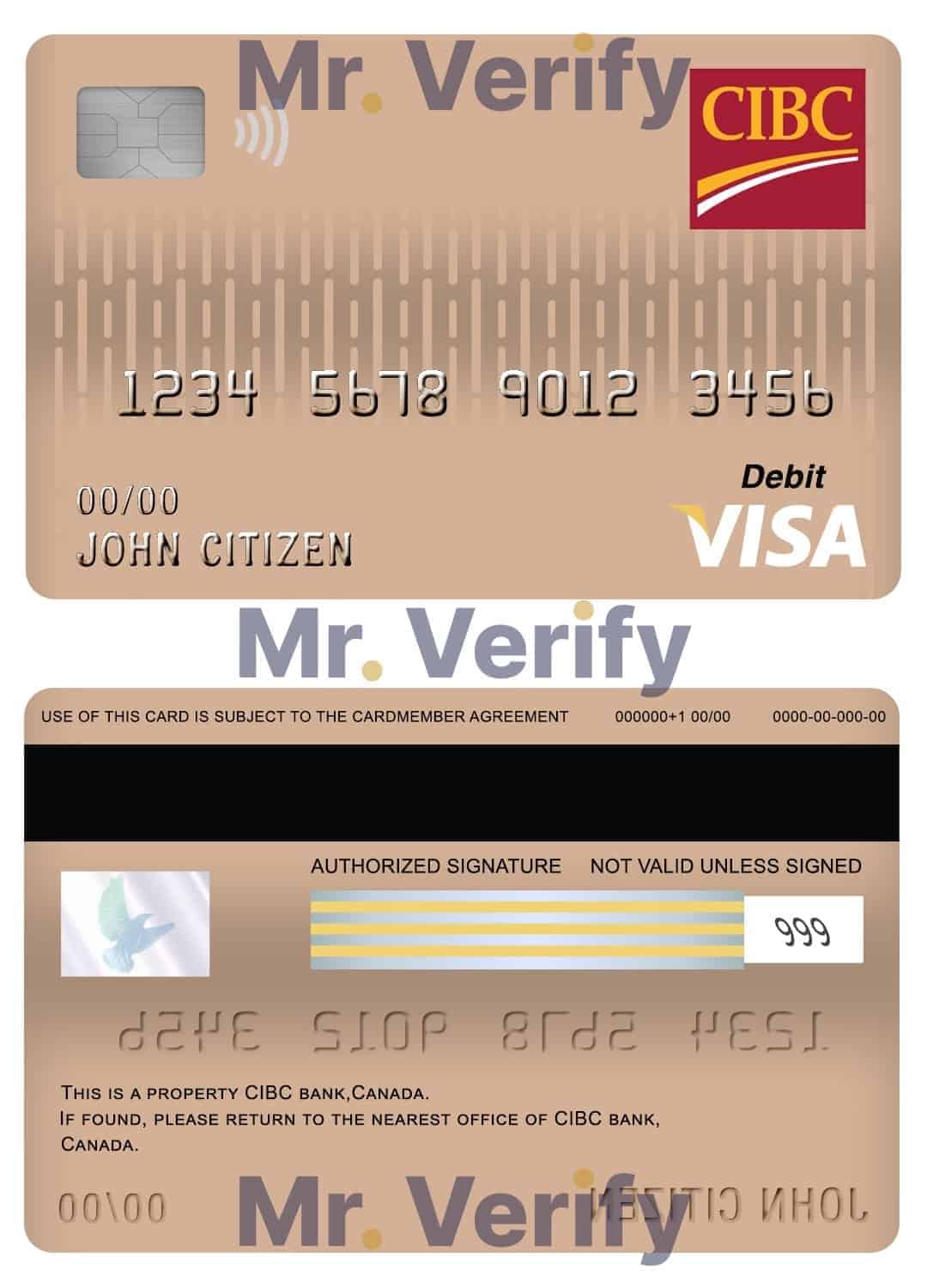 Editable Canada CIBC bank visa card debit card Templates in PSD Format Editable Canada CIBC bank visa card debit card Templates in PSD Format
