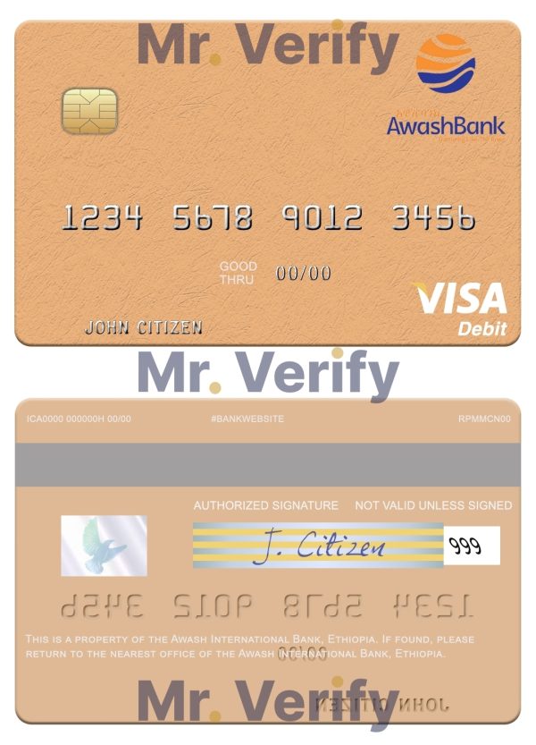 Editable Ethiopia Awash International Bank visa debit card Templates in PSD Format Editable Ethiopia Awash International Bank visa debit card Templates in PSD Format