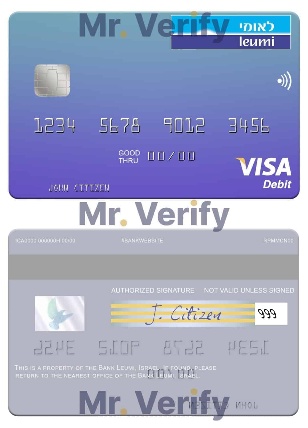 Editable Israel Bank Leumi visa card Templates in PSD Format Editable Israel Bank Leumi visa card Templates in PSD Format