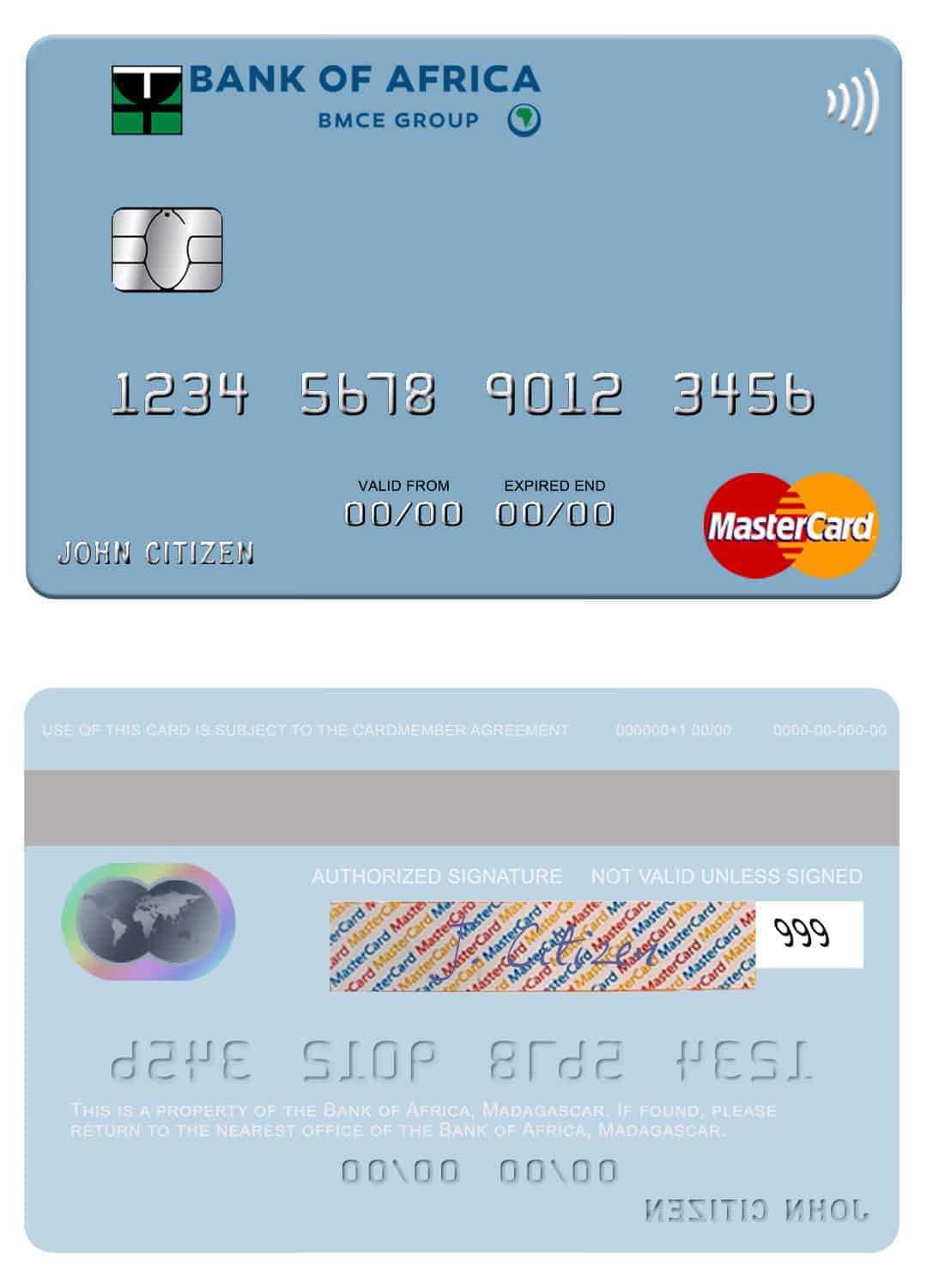 Editable Madagascar Bank of Africa mastercard credit card Templates Editable Madagascar Bank of Africa mastercard credit card Templates