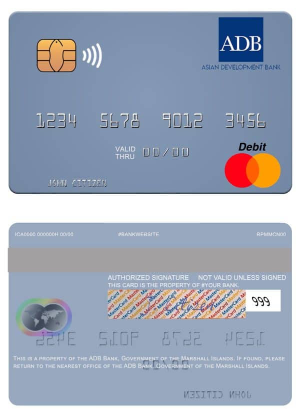 Editable Marshall Islands ADB Bank mastercard credit card Templates Editable Marshall Islands ADB Bank mastercard credit card Templates