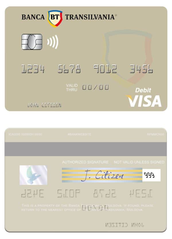 Editable Moldova Banca Transilvania visa debit card Templates Editable Moldova Banca Transilvania visa debit card Templates