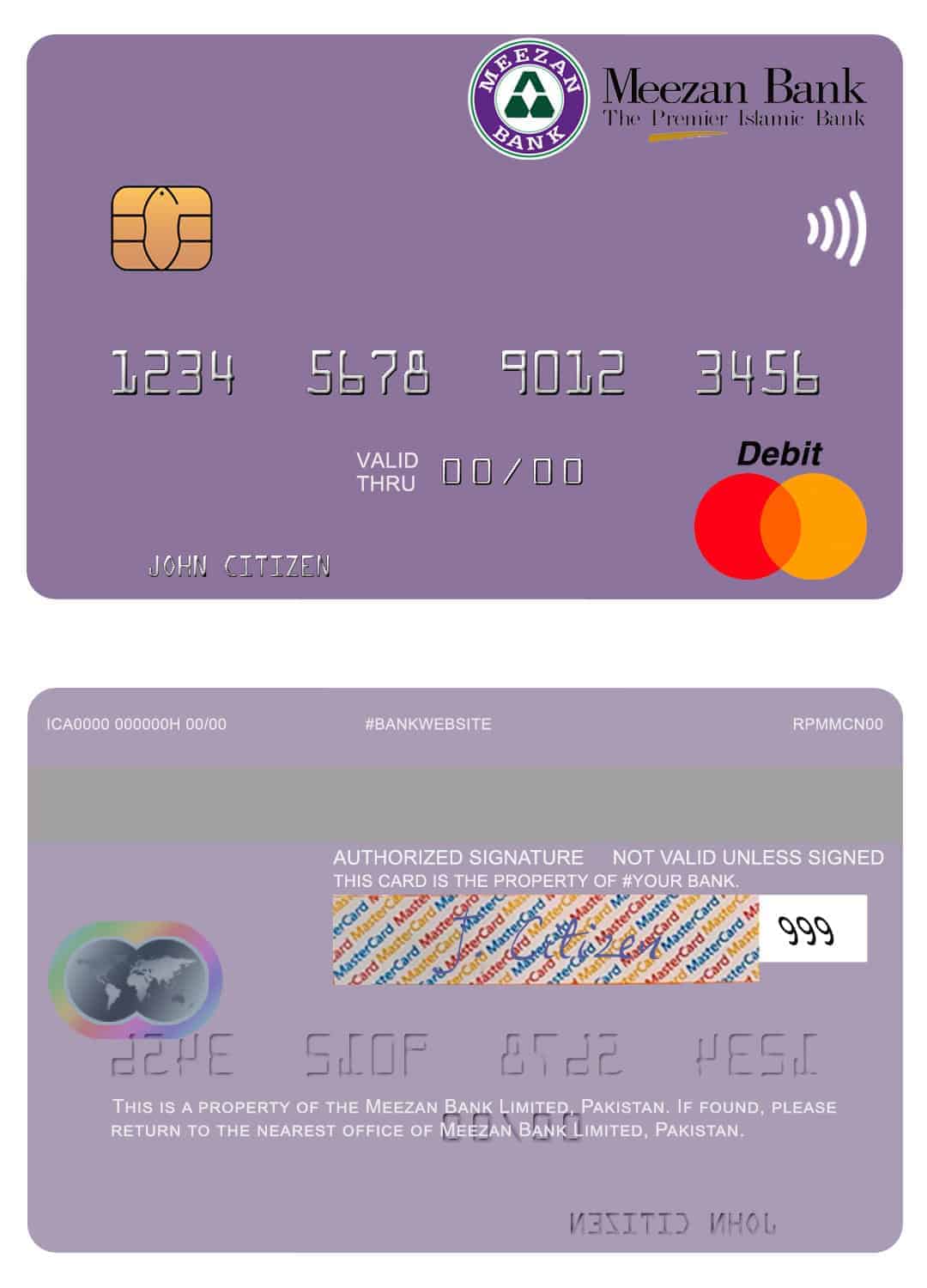 Editable Pakistan Meezan Bank Limited mastercard Templates Editable Pakistan Meezan Bank Limited mastercard Templates in PSD Format