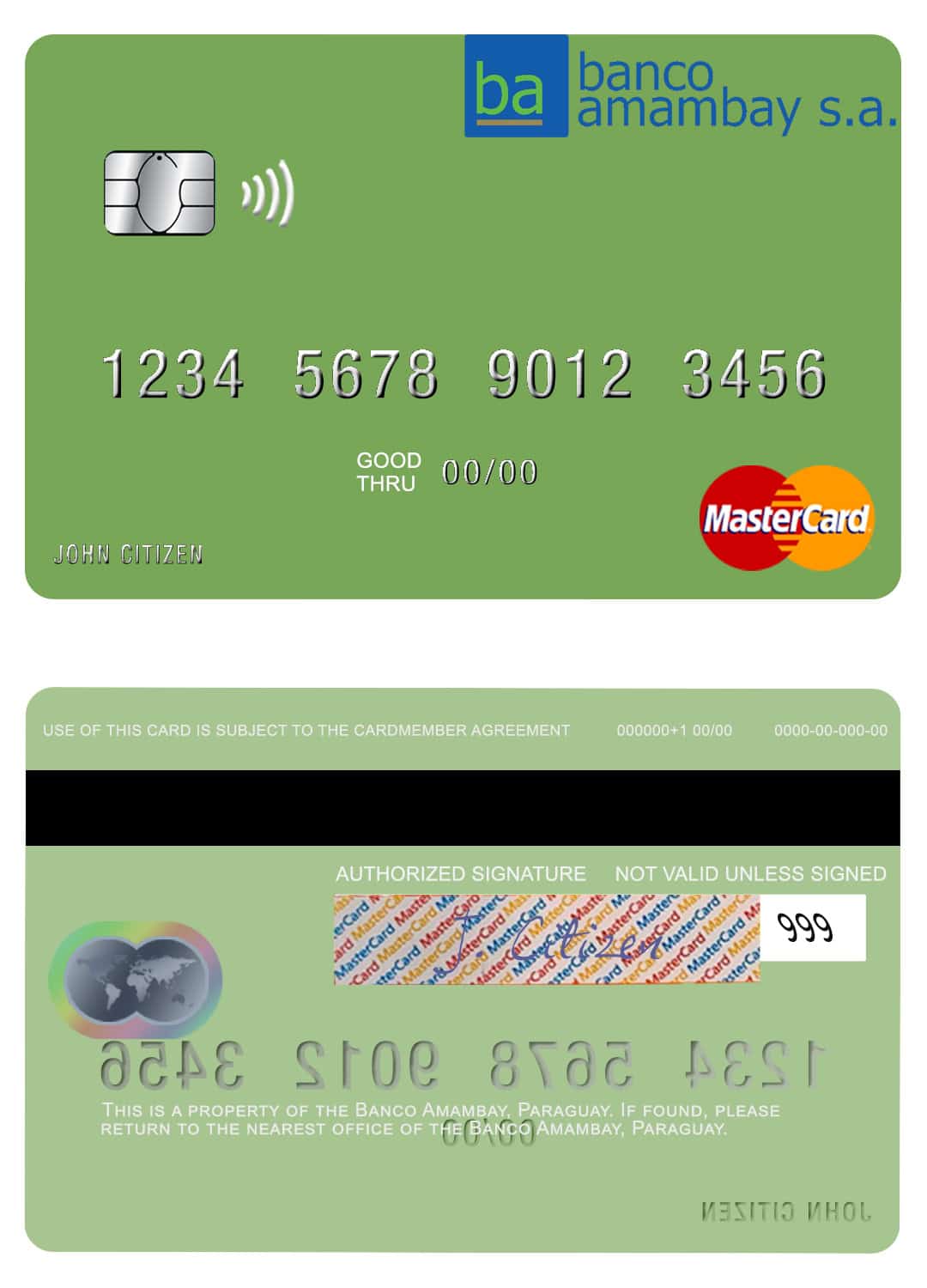 Editable Paraguay Banco Amambay mastercard credit card Templates Editable Paraguay Banco Amambay mastercard credit card Templates