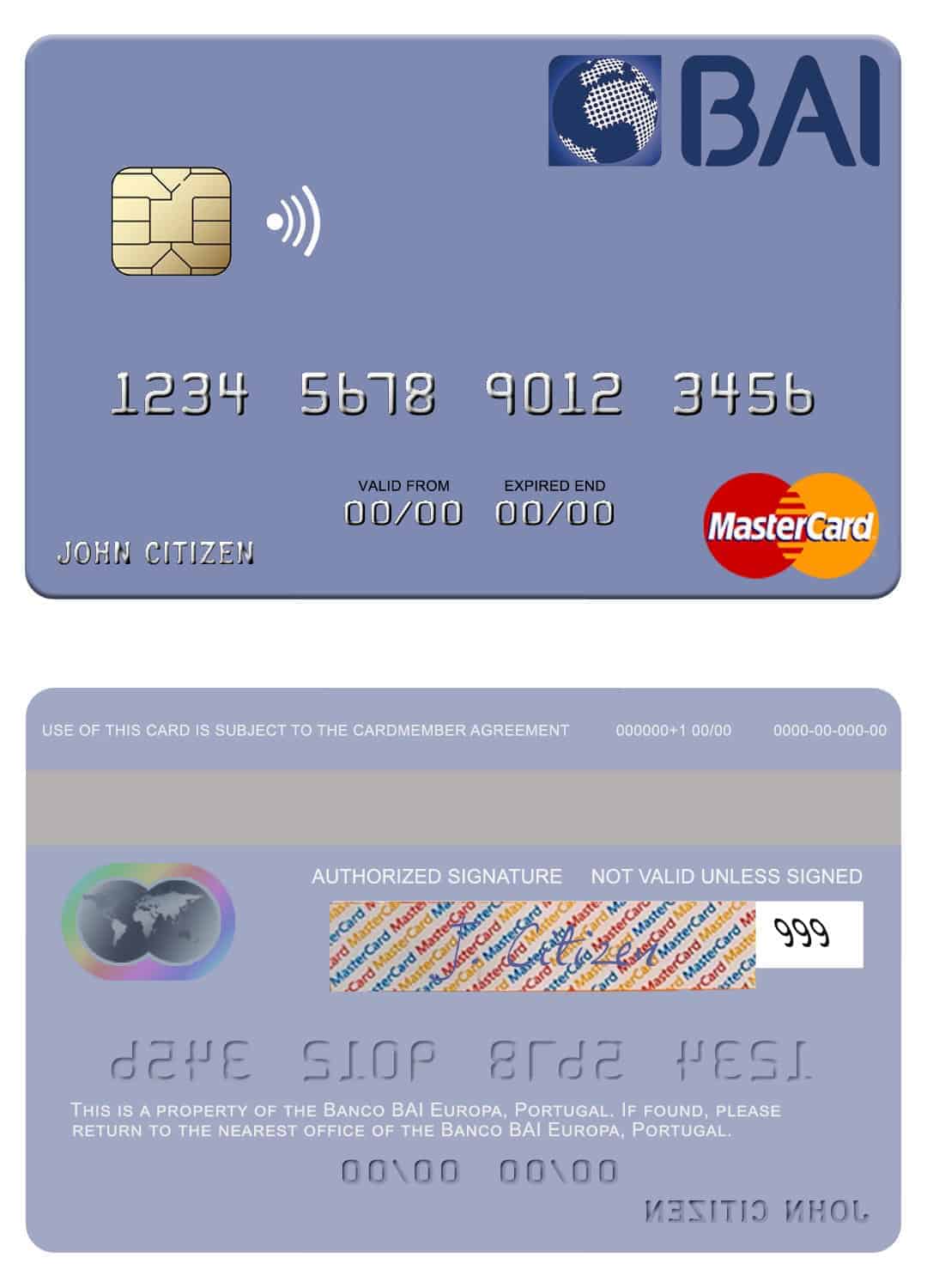 Editable Portugal Banco BAI Europa mastercard Editable Portugal Banco BAI Europa mastercard