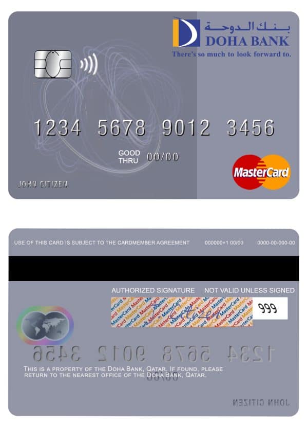 Editable Qatar Doha Bank mastercard Templates in PSD Format Editable Qatar Doha Bank mastercard Templates in PSD Format