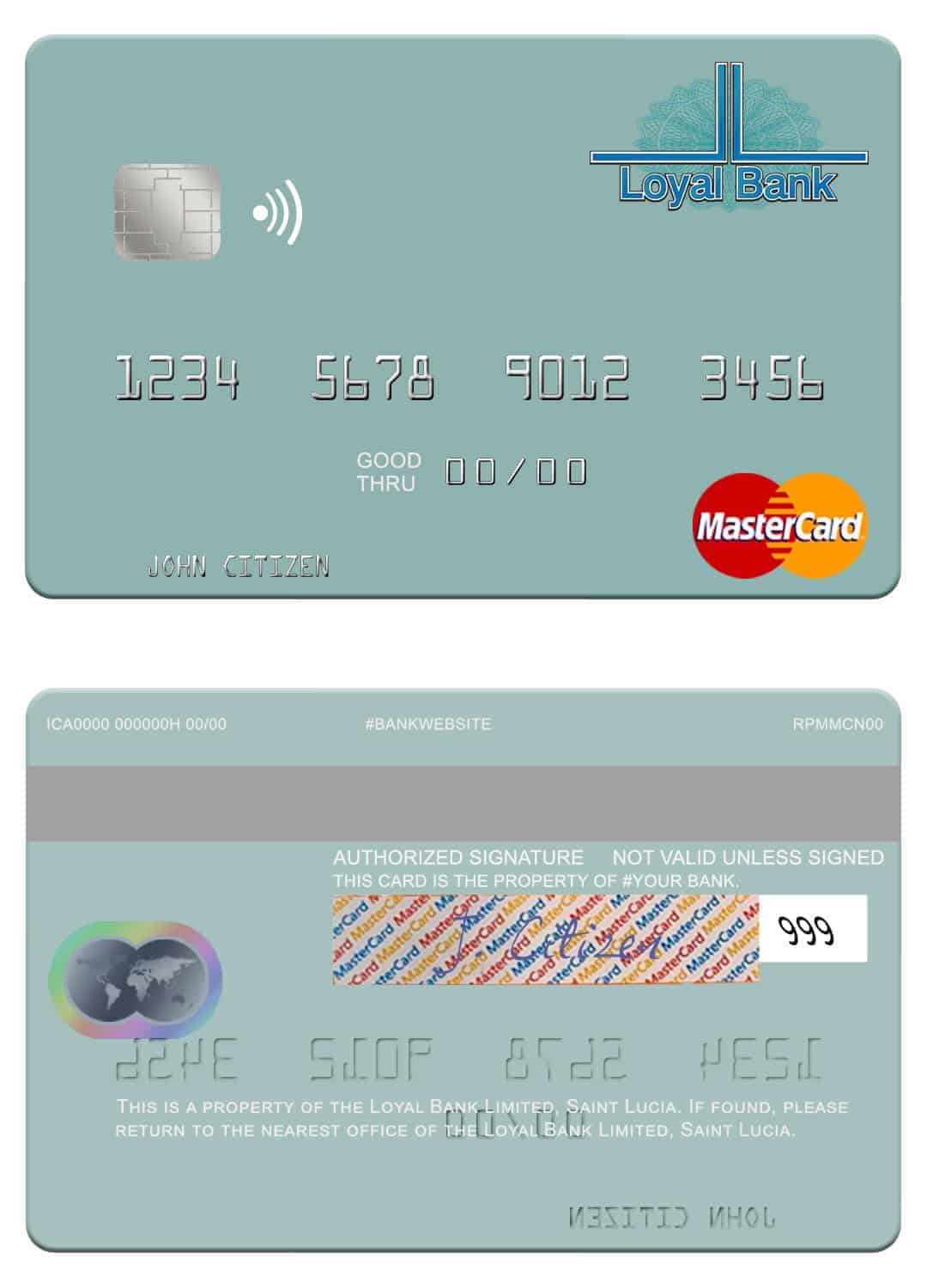 Editable Saint Lucia Loyal Bank Limited mastercard credit card Templates Editable Saint Lucia Loyal Bank Limited mastercard credit card Templates