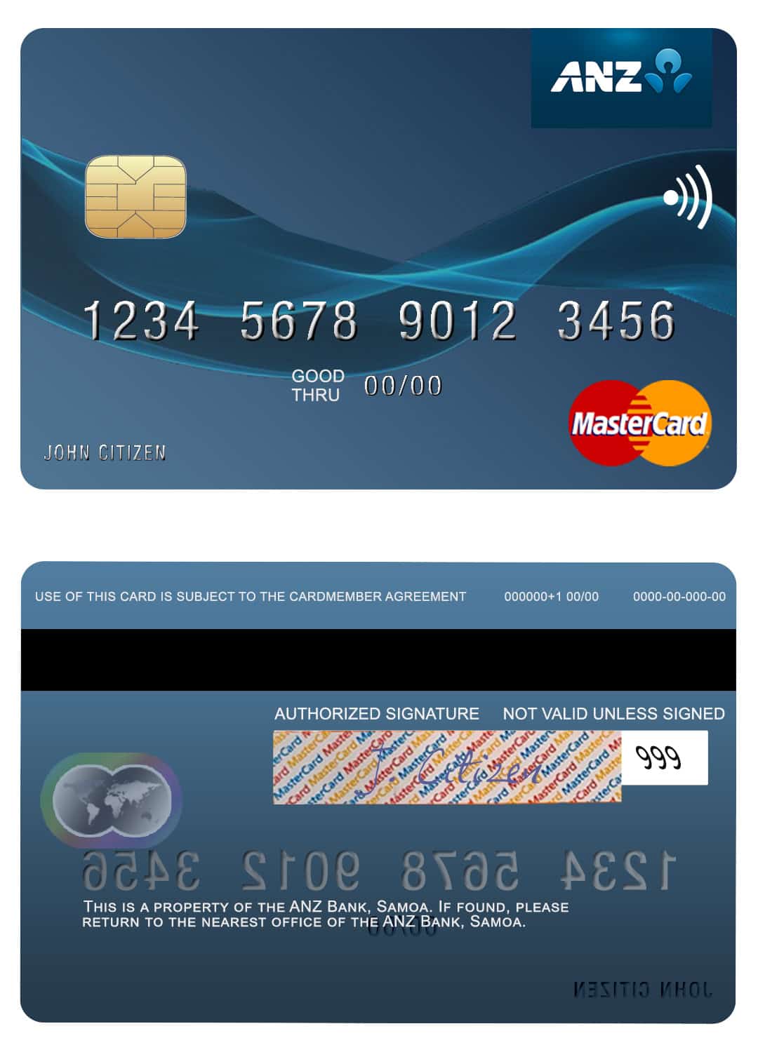 Editable Samoa ANZ Bank mastercard credit card Templates Editable Samoa ANZ Bank mastercard credit card Templates