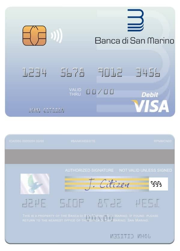 Editable San Marino Banca di San Marino visa debit card Templates Editable San Marino Banca di San Marino visa debit card Templates
