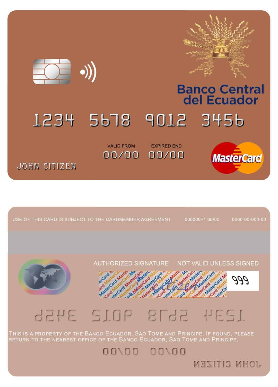 Editable Sao Tome and Principe Banco Ecuador mastercard Templates Editable Sao Tome and Principe Banco Ecuador mastercard Templates