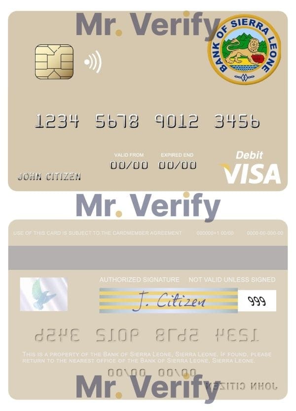 Editable Sierra Leone Bank of Sierra Leone visa debit card Templates Editable Sierra Leone Bank of Sierra Leone visa debit card Templates