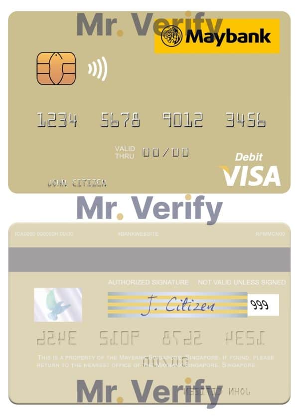 Editable Singapore Maybank Singapore visa debit card Templates Editable Singapore Maybank Singapore visa debit card Templates