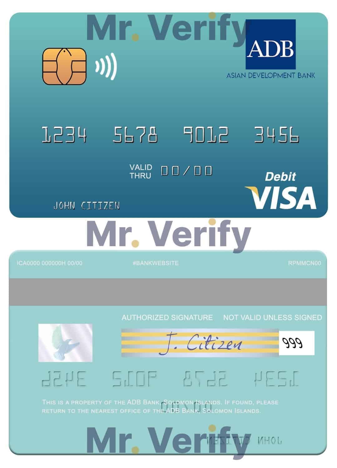 Editable Solomon Islands ADB Bank visa debit card Templates Editable Solomon Islands ADB Bank visa debit card Templates