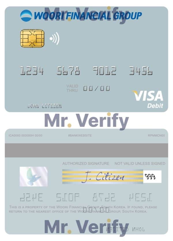 Editable South Korea Woori Financial Group visa debit card Templates in PSD Format Editable South Korea Woori Financial Group visa debit card Templates in PSD Format