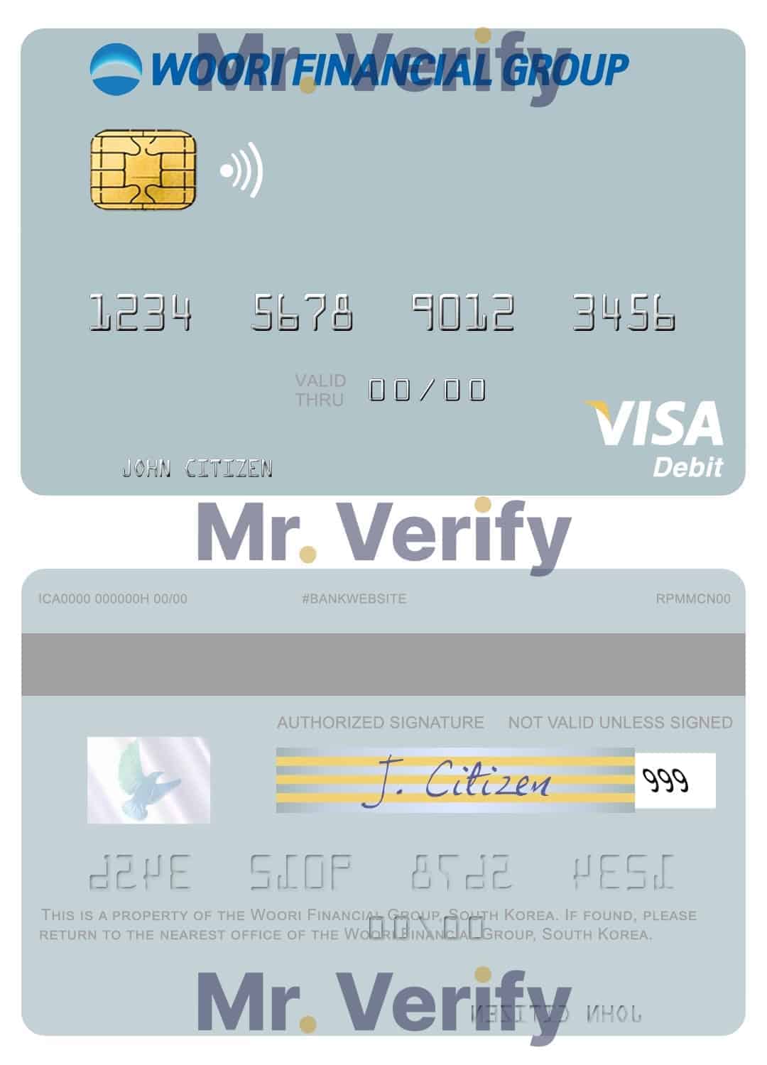 Editable South Korea Woori Financial Group visa debit card Templates in PSD Format Editable South Korea Woori Financial Group visa debit card Templates in PSD Format