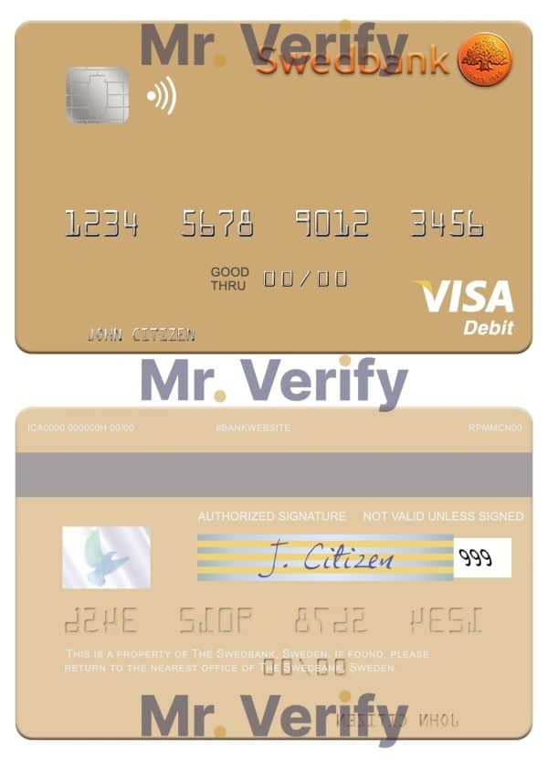 Editable Sweden Swedbank visa debit card Templates in PSD Format